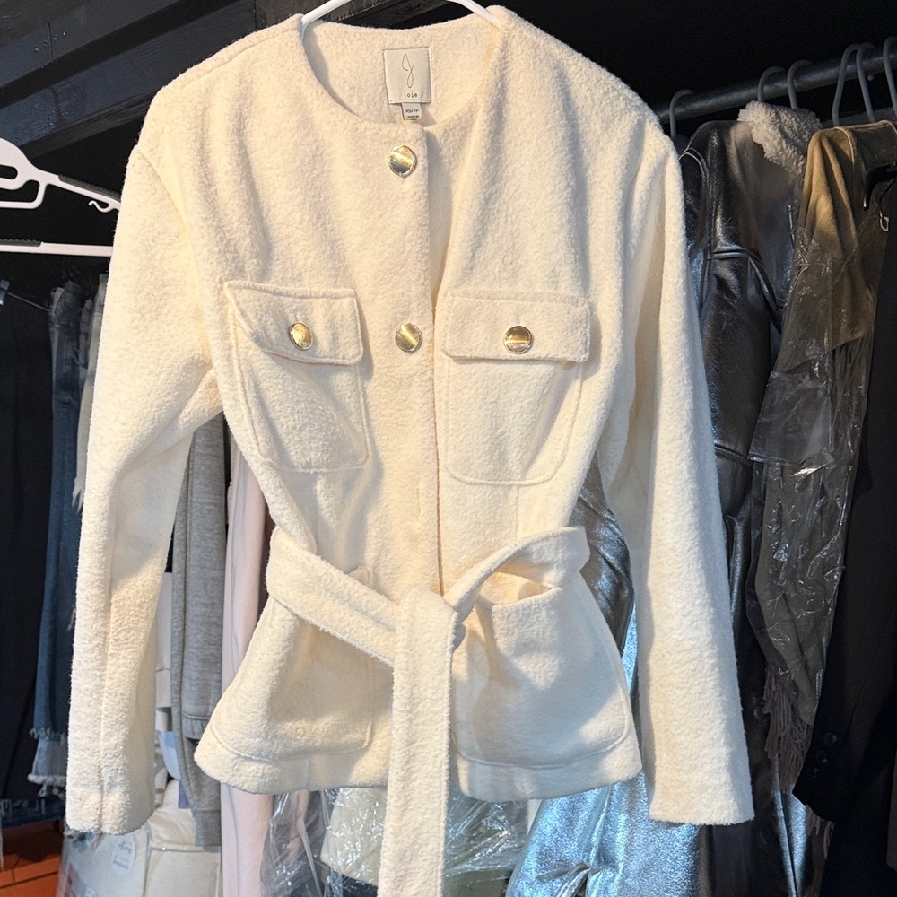 Joie Cream Teddy Jacket with Gold Accents